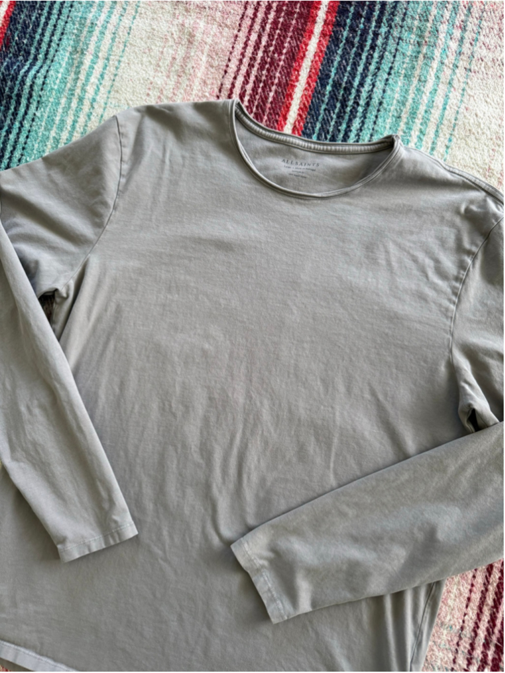 AllSaints Gray Regular Fit Organic Cotton Long Sleeve T-Shirt L